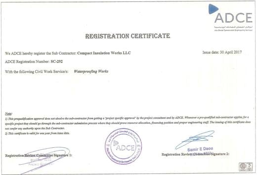 ADCE Registration Certificate